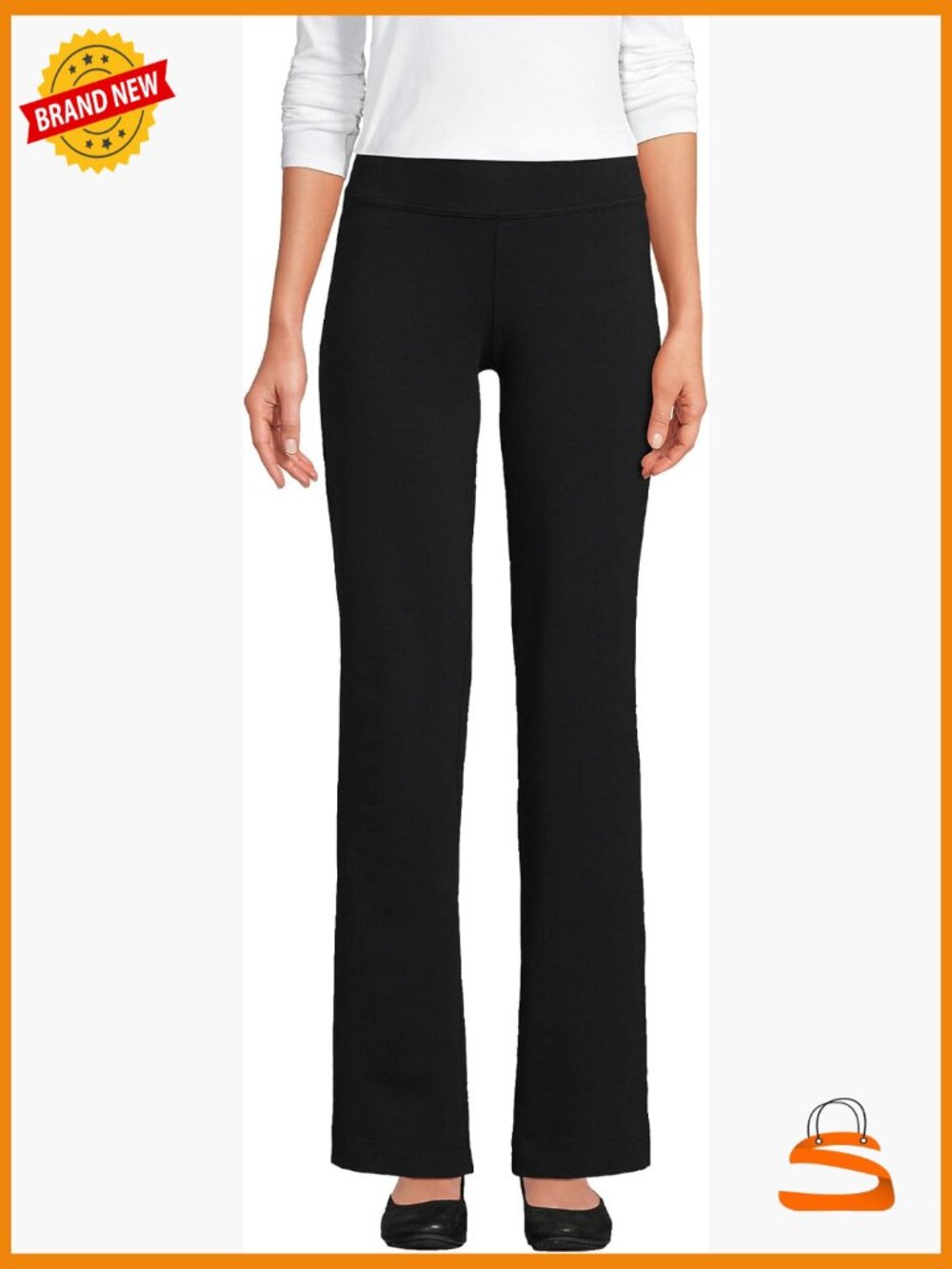 Mid Rise Straight Leg Pull On Pants Slacks